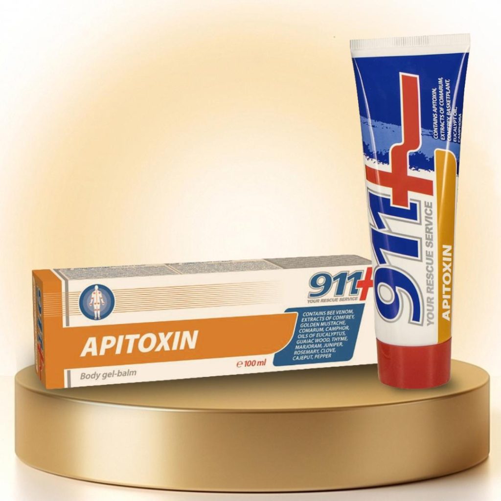Az APITOXIN (méhméreg) Body Gel-Balm – 911 FARMAKOM egy gyógynövény-kivonatokkal és méhméreggel (bee venom / apitoxin) készült kozmetikai testápoló gél-balzsam.A készítmény célja a bőr frissítése, masszázs közbeni ápolása és komfortérzetének támogatása. Könnyű, gyorsan felszívódó textúrája miatt ideális mindennapi használatra, különösen fizikai terhelés után vagy masszázs során.A méhméreg (apitoxin) a kozmetikai termékekben ismert aktív összetevő, amelyet hagyományosan élénkítő és melegítő hatású formulákban alkalmaznak.